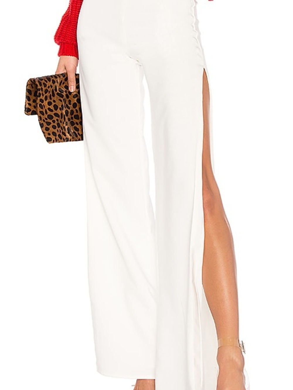 Lovers + Friends White High-Slit Wide Leg Pants size S